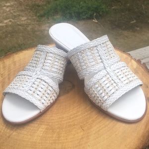 Sesto Meucci White Woven Slides  Sz 7N